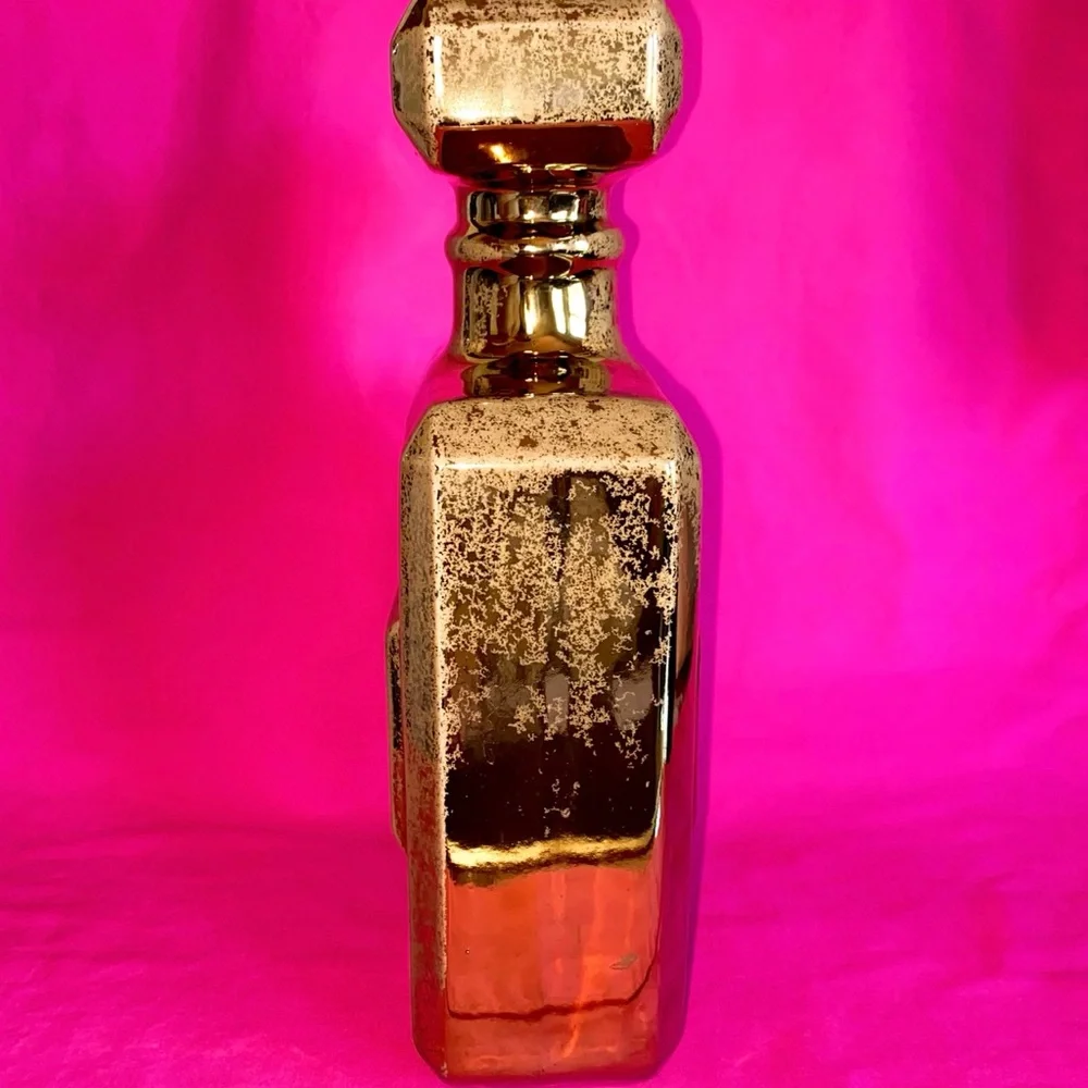 Z Gallerie Gold Perfume Bottle Statue Girly Decor Bank Shiny Glam Fragrance Art